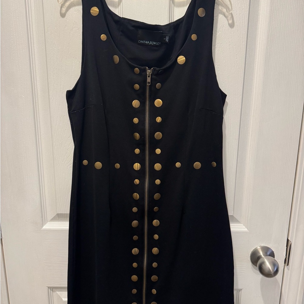 Cynthia Rowley Black Dress with Gold Studs